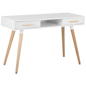 Dressing Table / 2 Drawer Home Office Desk with Shelf 120 x 45 cm White FRISCO