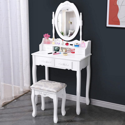 White oval deals dressing table mirror