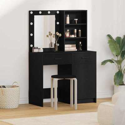 Dressing Table Set with Drawer 2 pcs Black oak 50 x 41 x 135 cm