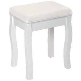 Dressing table stool with a rose pattern - white