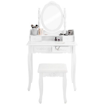Dressing table with mirror and stool in an antique look - white