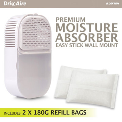 Dri Aire Dehumidifier Wall Mounted Easy Stick With 2 x 180g Refill Bags