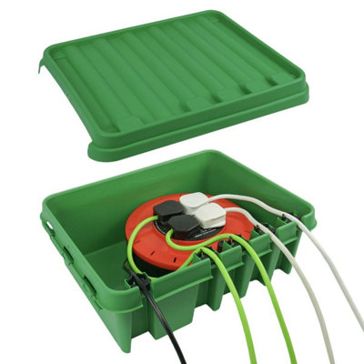 DRiBOX Large IP55 Green Weatherproof Outdoor Electrical Power Cord Connection Box Enclosure 40 x 31 x 14.5cm