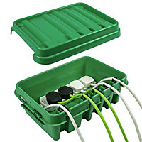 DRiBOX Medium IP55 Green Weatherproof Outdoor Electrical Power Cord Connection Box Enclosure 34 x 22 x 11.7cm