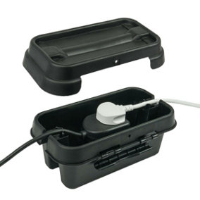 DRiBOX Small IP55 Black Weatherproof Outdoor Electrical Power Cord Connection Box Enclosure 25.5 x 14.1 x 10.2cm