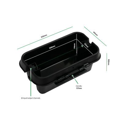 DRiBOX Small IP55 Black Weatherproof Outdoor Electrical Power Cord Connection Box Enclosure 25.5 x 14.1 x 10.2cm