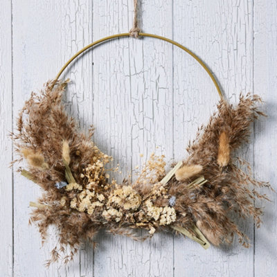 Dried Flower Wreath Natural Pampas Grass Spring Front Door Wreath Garland Decoration