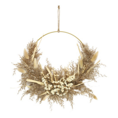 Dried Flower Wreath Natural Pampas Grass Spring Front Door Wreath Garland Decoration