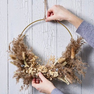 Dried Flower Wreath Natural Pampas Grass Spring Front Door Wreath Garland Decoration - 3