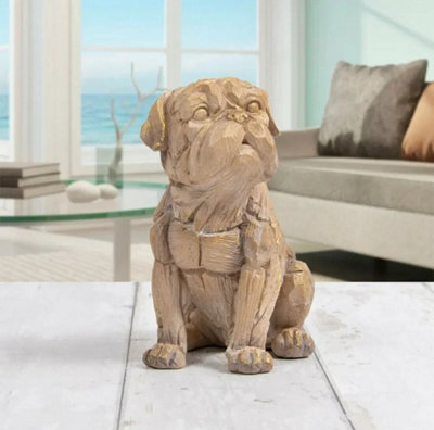 Driftwood Effect Sitting Pug Dog Ornament