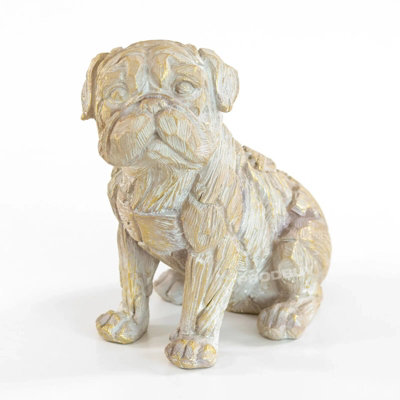 Driftwood Effect Sitting Pug Dog Ornament - 5
