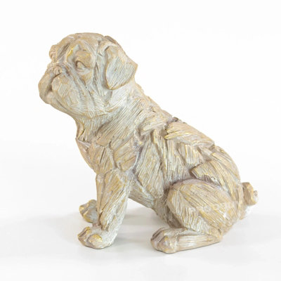 Driftwood Effect Sitting Pug Dog Ornament - 6