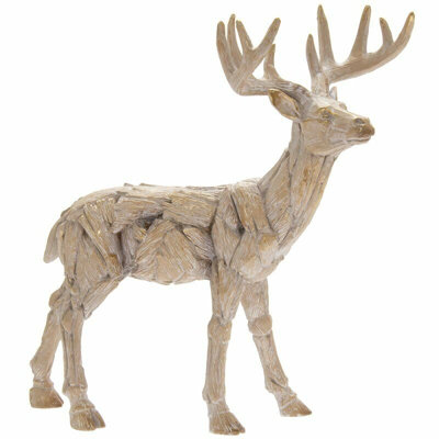 Driftwood Effect Standing Stag Ornament