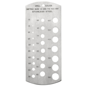 Drill Bit Machine Tap Gauge Steel Plate Measuring Tool Metric Hole Size 1 - 13mm