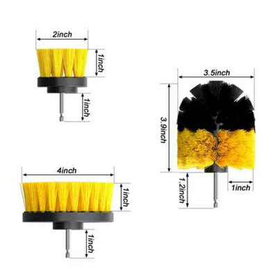 Soft Drill Brush Attachment Set – Scrub Carpet, Leather, Upholstery, Tile & Wood Furniture With Any Drill (4 Colors, 4.7” Diameter)