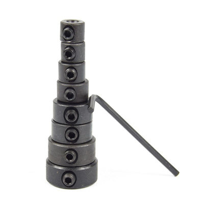 Woodworking Drill Guides 8 Piece Aluminum Stop Collar Set - Drill Bit Depth Stops For Precise Drilling Aluminum Depth Stop