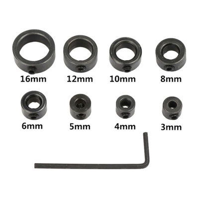 Drill limit collars stop 8 piece depth ring positioner adjustable drill ...