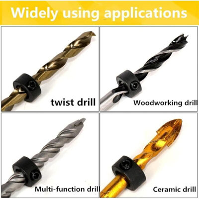 Drill limit collars stop 8 piece depth ring positioner adjustable drill ...