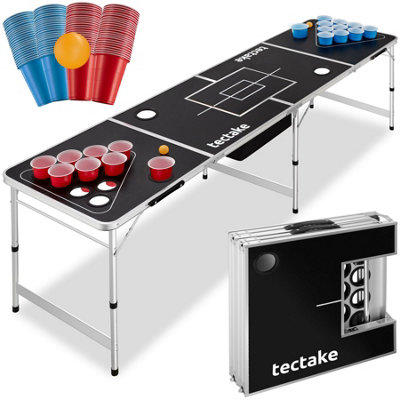 Drink Ball Blitz Aluminum Drink Pong Table with Ice Compartment, Foldable
