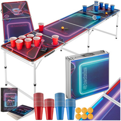 Drink Pong Table - aluminium, LED lighting, 100 cups, 6 balls