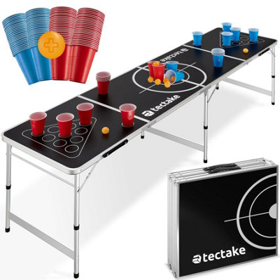 Drink Pong Table 'Brew Battle' - foldable, height-adjustable, with 100 cups, 6 balls - black