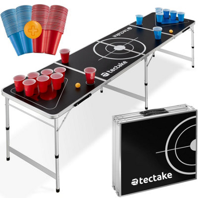 Drink Pong Table Brews & Throws - foldable, height-adjustable, includes cups - black