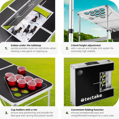 Drink Pong Table - height adjustable, foldable, drinks compartment
