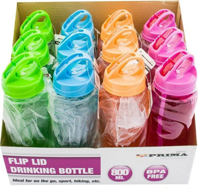 Drinking Flip Lid Sipping Bottle Assorted Colours Summer Home Kids 800Ml