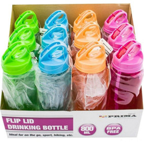 Drinking Flip Lid Sipping Bottle Assorted Colours Summer Home Kids 800Ml