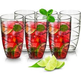 Drinking Glasses 6 Pack Plastic Acrylic Tumblers Shatterproof, and Stackable for Daily Use