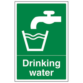 Drinking Water Hygiene Safety Sign - Adhesive Vinyl - 100x150mm (x3)