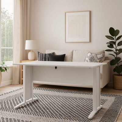 Dris White 150cm Office Desk by - Minimalist Danish Wooden Desk