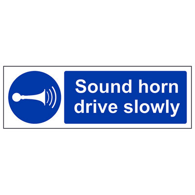 Drive Slowly Road / Warehouse Safety Sign - Adhesive Vinyl - 600x200mm (x3)
