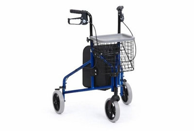Drive Tri-Walker with Bag, Basket and Tray - Blue 3 Wheel Rollator ...