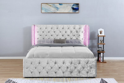 Velvet bed with 2024 led lights