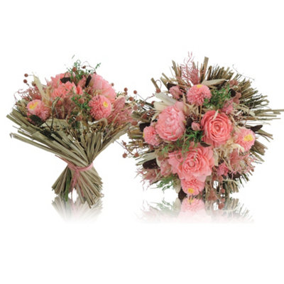 Droog Boeket PM-20PI Roze, 30cm Pot Size, 300cm Tall, Dried Bouquet