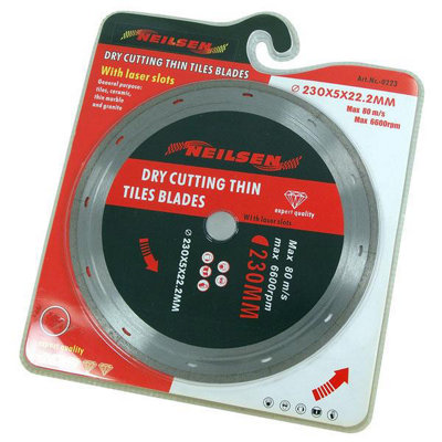 Dry Cutting Thin Tile Blades With Laser Slots 9" (Neilsen CT0223)