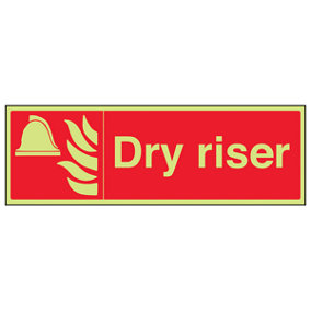 DRY RISER Fire Equipment Sign - Glow in the Dark - 450x150mm (x3)