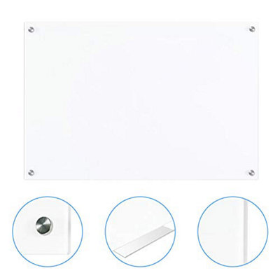 Dry Wipe Frameless Glass White Board 45cm x 60cm Dry Erase Non Magnetic Ultra White