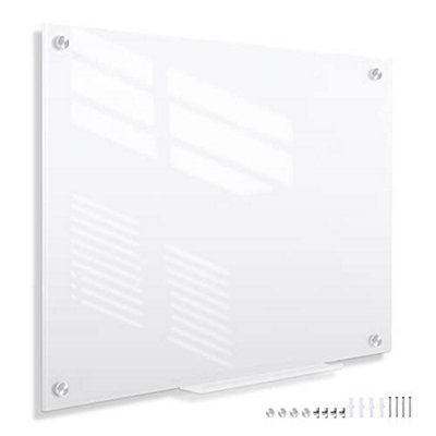 Dry Wipe Frameless Glass Whiteboard 60cm x 90cm Dry Erase Non Magnetic White