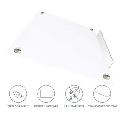 Dry Wipe Frameless Glass Whiteboard non magnetic 45cm x 60cm Ultra White