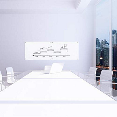 Dry Wipe Frameless Glass Whiteboard non magnetic 45cm x 60cm Ultra White