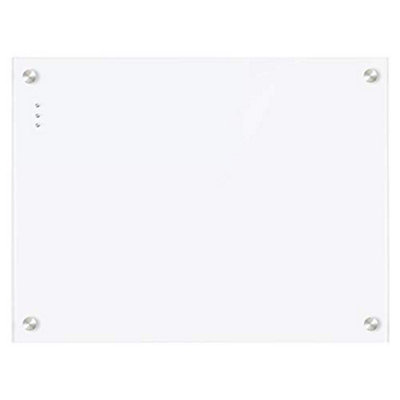 Dry Wipe Magnetic Glass Whiteboard Notice Board 45 x 60 cm Dry Erase - White