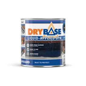 Drybase Damp Proof Paint (1 L, Black) - Damp Proofing Membrane for Interior & Exterior Walls and Floors. Waterproof Paint.