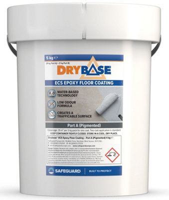 Drybase ECS Epoxy Floor Paint 5 Kg (Grey) - Waterproof Concrete Floor Paint for Garage, Kitchen or Industrial Factory Areas