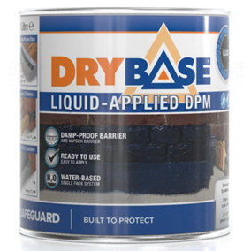 Drybase Liquid Damp Proof Membrane (1 L, Black) - Damp Proof Paint for Interior & Exterior Walls and Floors. Waterproof Paint.