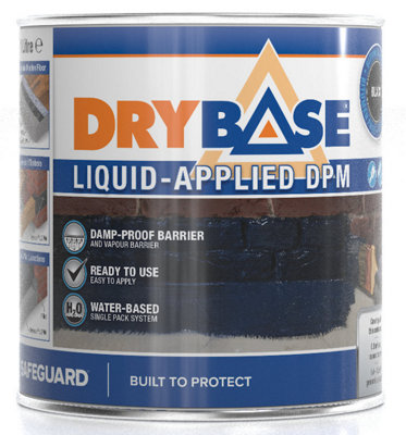 Drybase Liquid Damp Proof Membrane (1 L, Black) - Damp Proof Paint for Interior Walls and Floors. Waterproof Paint.