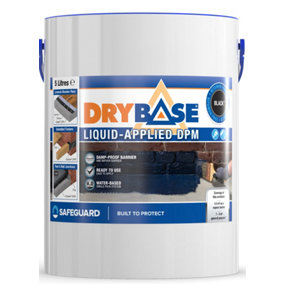 Drybase Liquid Damp Proof Membrane (5L, Black) - Damp Proof Paint for Interior & Exterior Walls and Floors. Waterproof Paint.