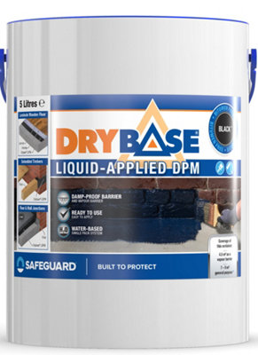 Drybase Liquid Damp Proof Membrane (5L, Black) - Damp Proof Paint for Interior Walls and Floors. Waterproof Paint.