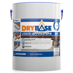 Drybase Liquid Damp Proof Membrane (5L, White) - Damp Proof Paint for Interior & Exterior Walls and Floors. Waterproof Paint.
